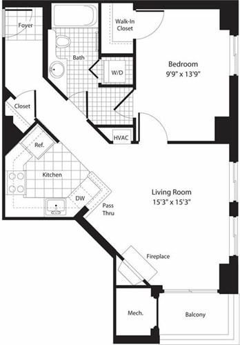 Floor Plan - 1 Bedroom B