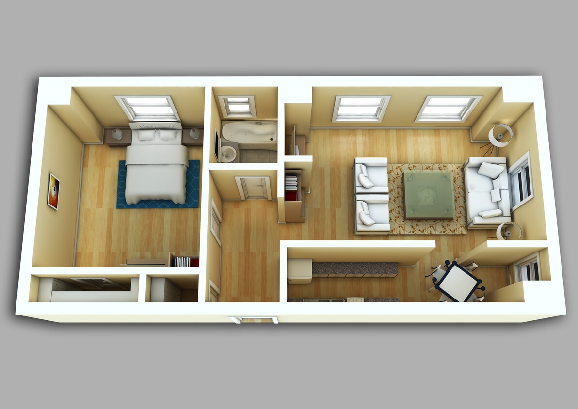 Floor Plan - 1 Bed, 1 Bath #219-619