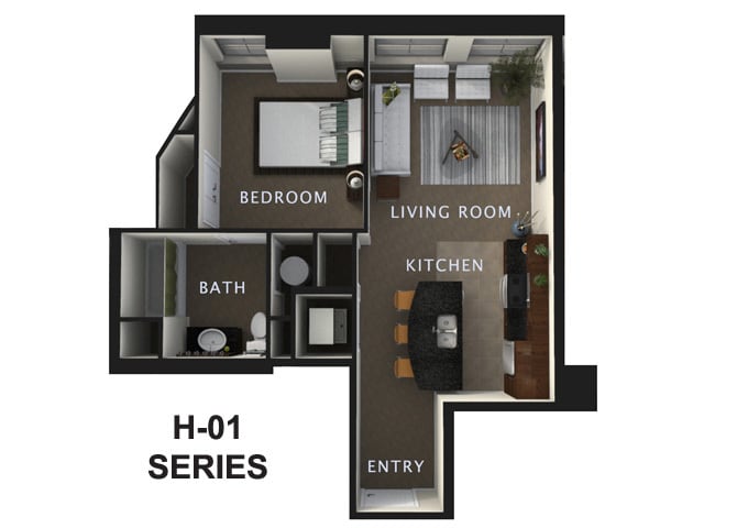Floor Plan - 1 Bed 1 Bath A