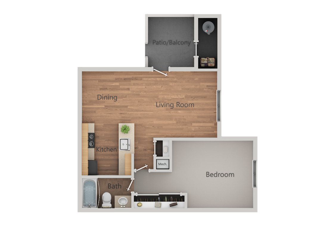 Floor Plan - 1 Bedroom 1 Bath