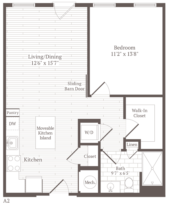 Floor Plan - 1 Bed 1 Bath