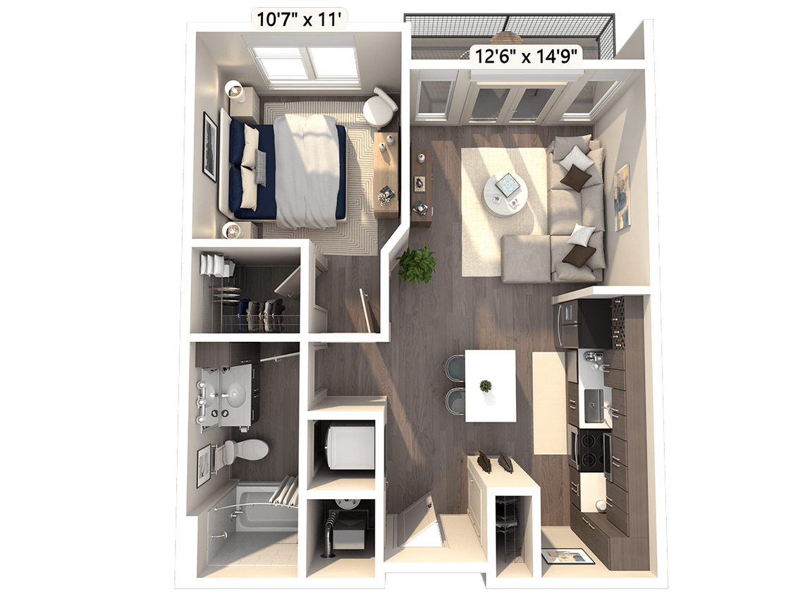 Floor Plan - A6 1 Bed 1 Bath