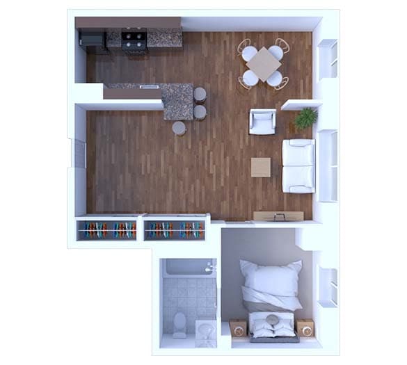 Floor Plan - 1 Bedroom Floor Plan A6