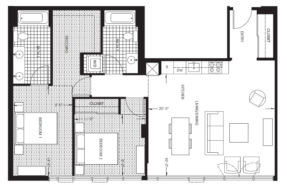 Floor Plan - Two Bedroom Penthouse (B5)