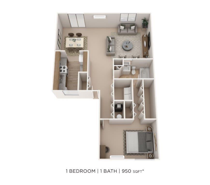 Floor Plan - One Bedroom- 950 sqft