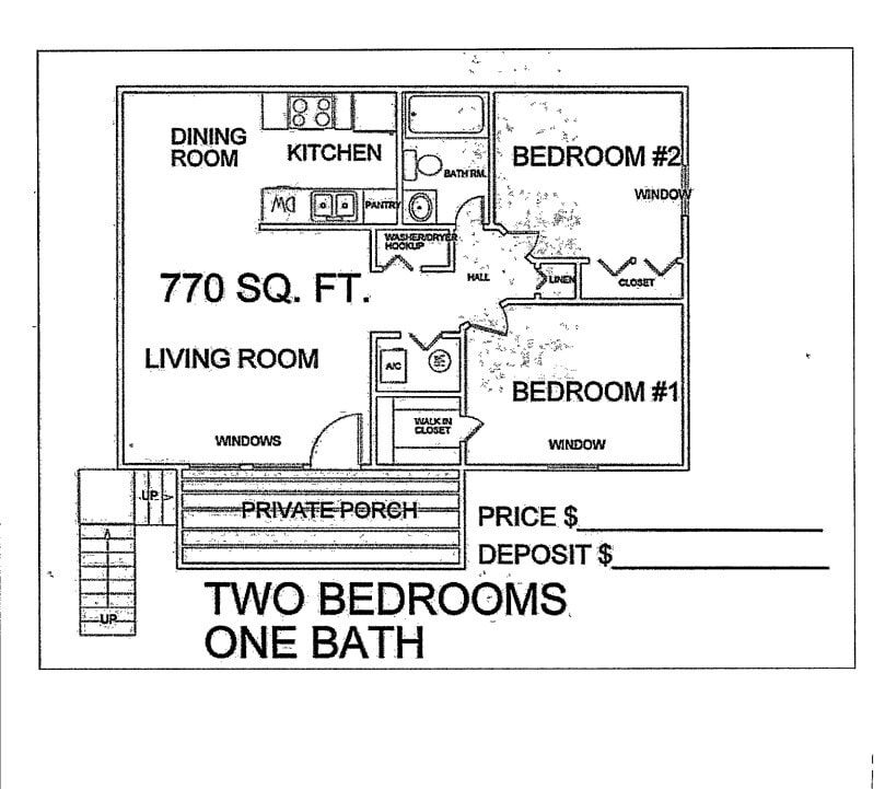 Floor Plan - 2BR/1BA