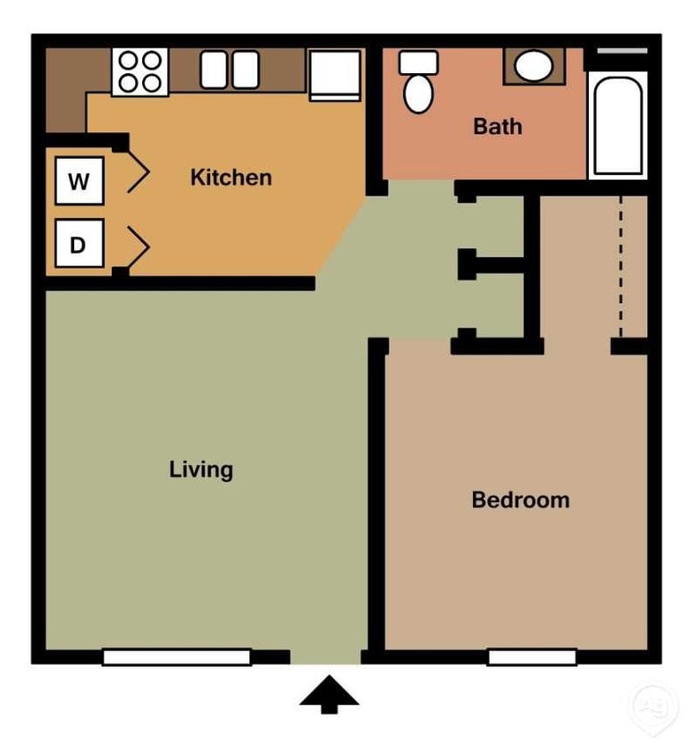 Floor Plan - 1 Bedroom 1 Bath Grand