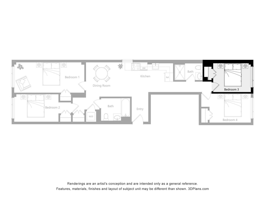 The Reserve_H3New - Furnished Room in a 4 Bedroom 2 Bathroom (H3)