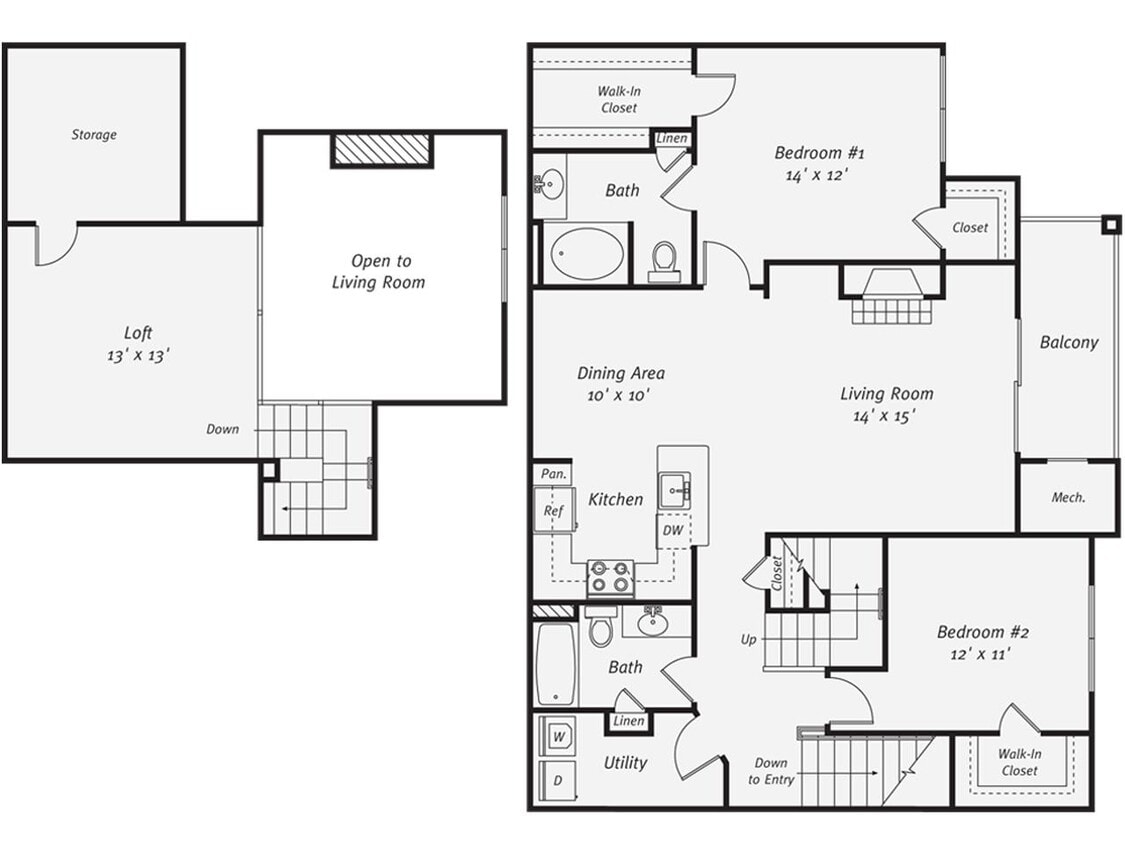 Floor Plan - 2 Bed/2 Bath-B2LG