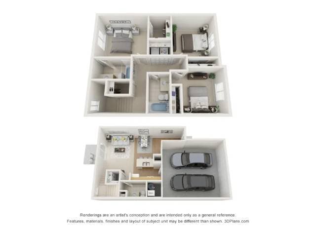 Floor Plan - Townhome Style 3 Bedroom 2.5 Bathroom