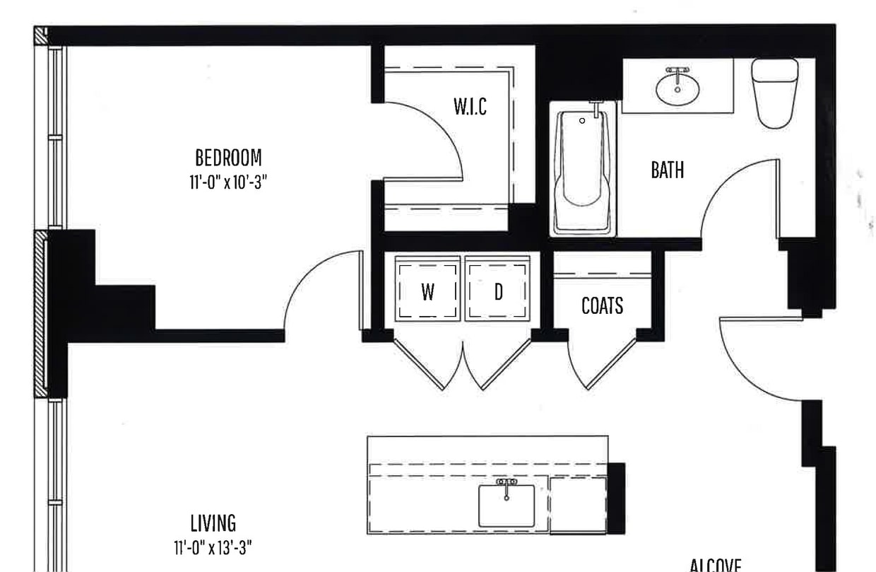 Floor Plan - 1 BR, 1 BTH