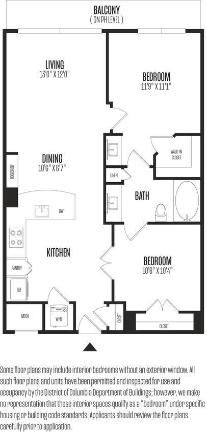 Floor Plan - 2 Bed/1 Bath-2B