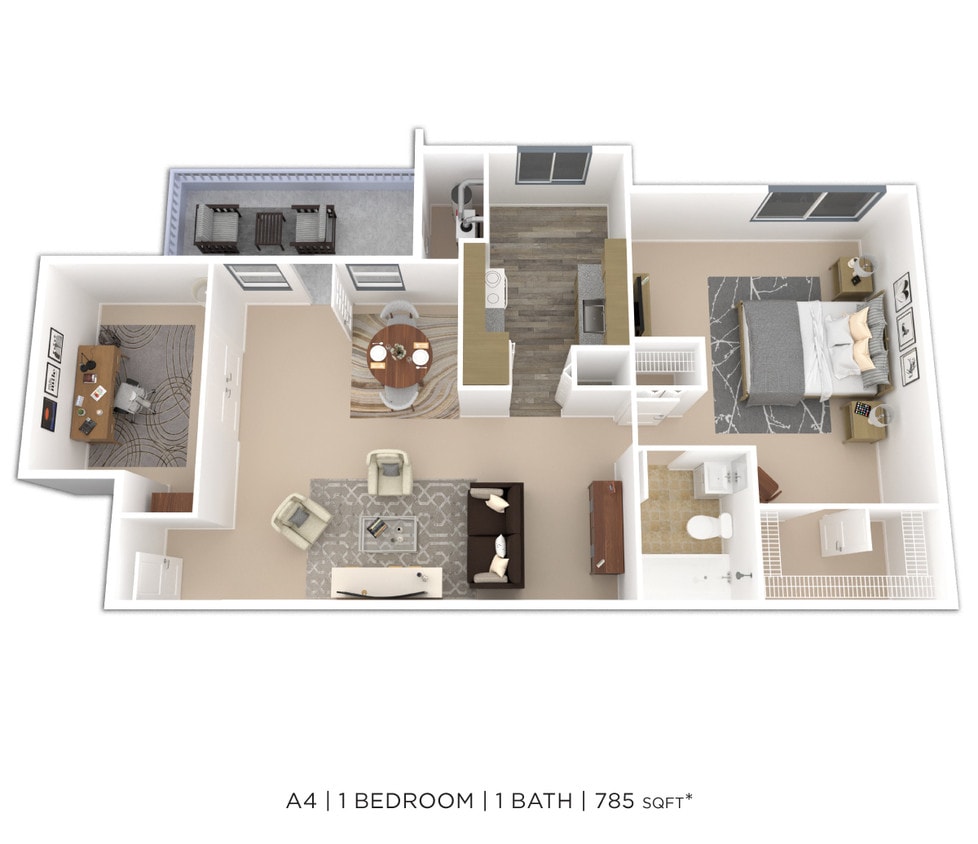 Floor Plan - One Bedroom w/ Den