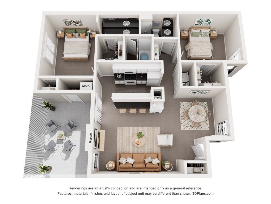 Floor Plan - 2 Bedrooms, 2 Baths