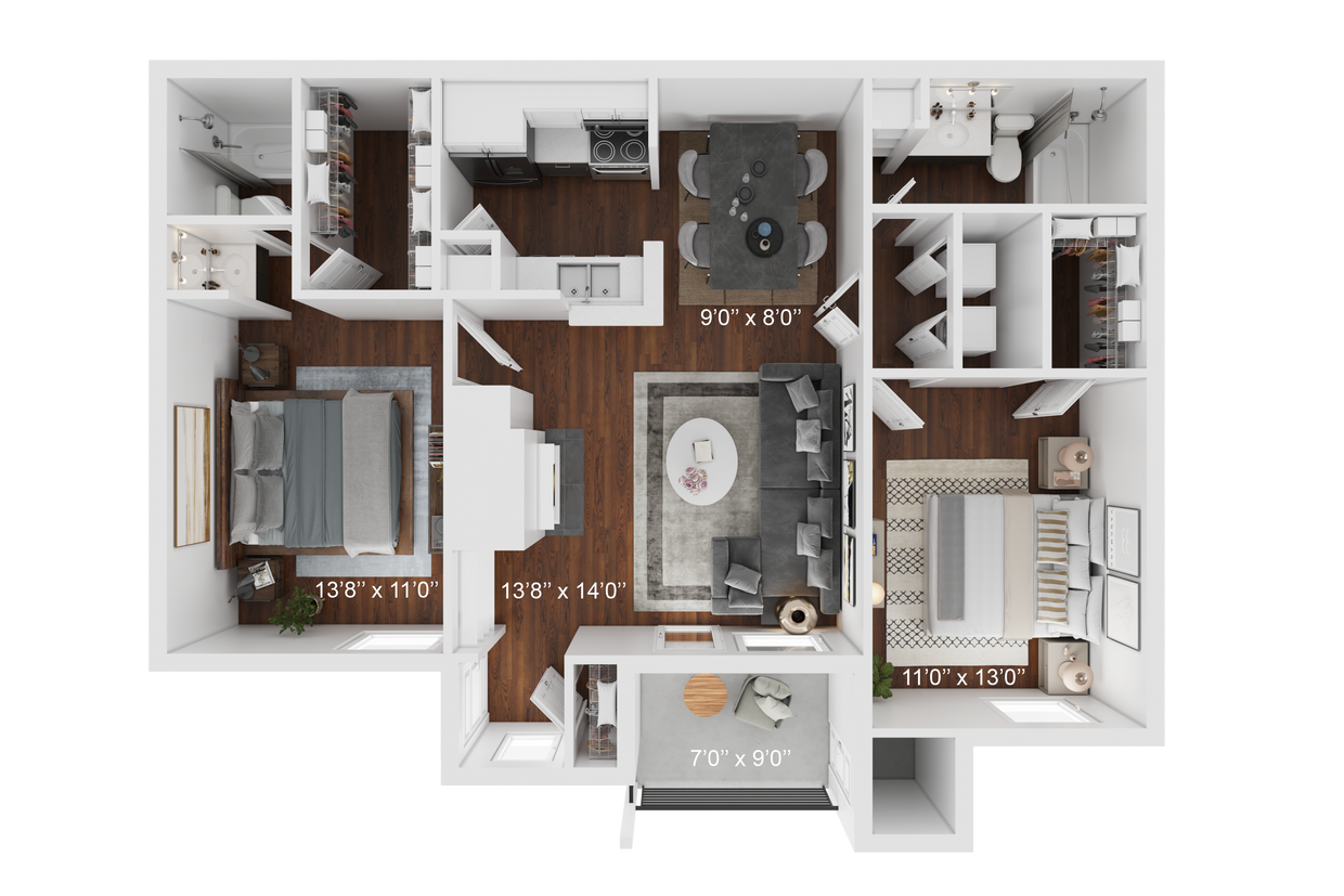 B1-2br2ba-975sqft-Sunrise at Atascocita.png - B1 2/2