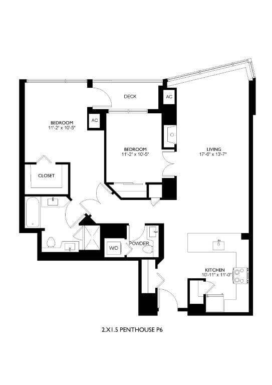 Floor Plan - 2x1.5 Penthouse P6