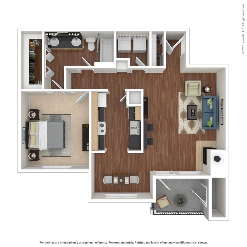 Floor Plan - 1 Bed 1 Bath 920 SqFt (840 Net)