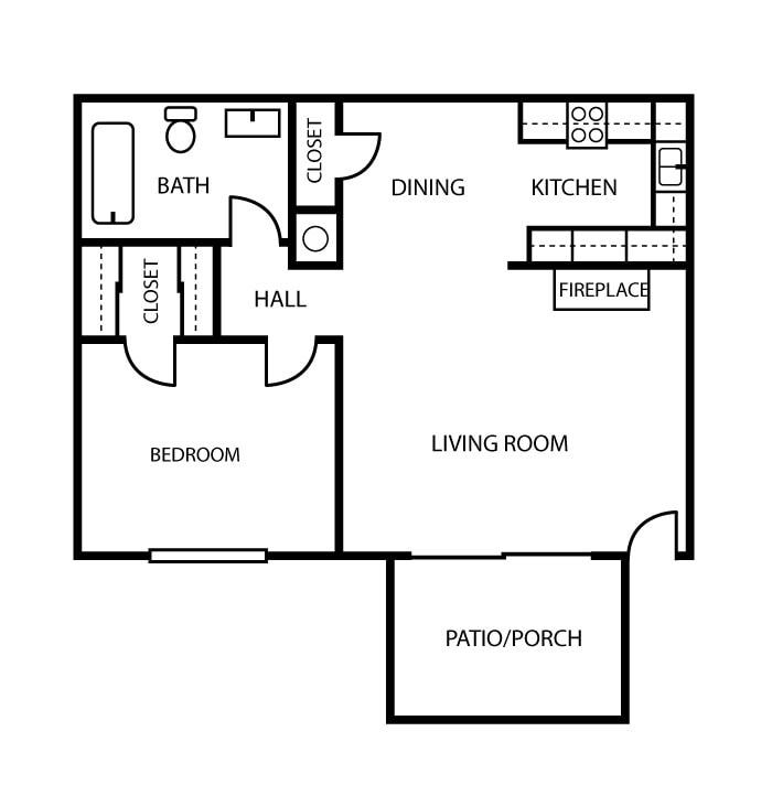 Floor Plan - 1x1 washer/dryer