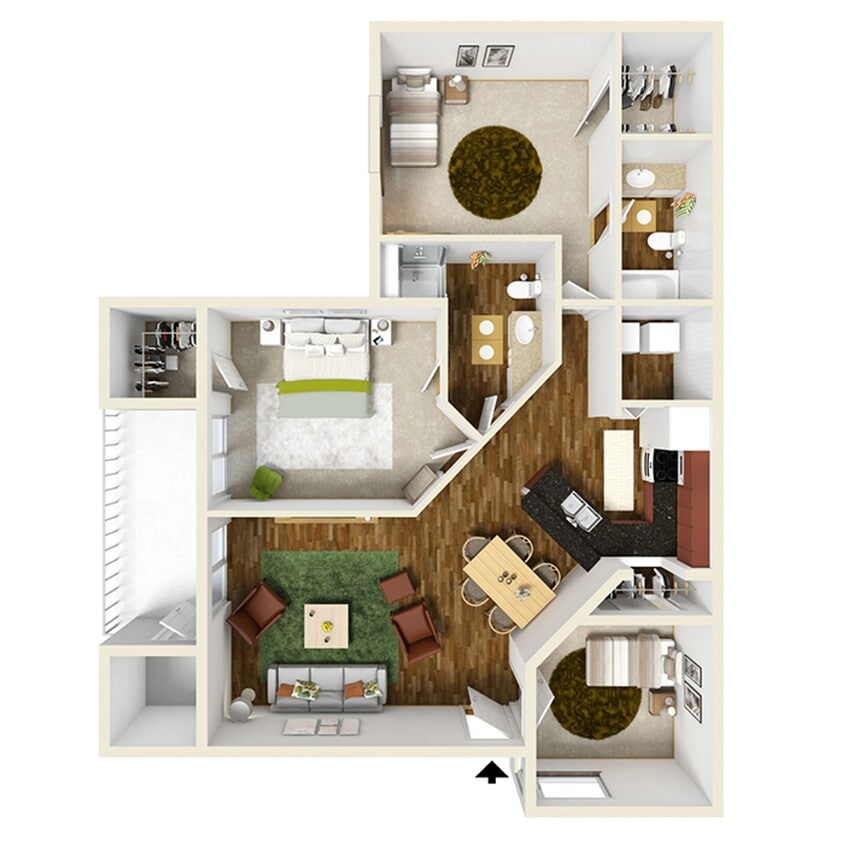 Floor Plan - F-3 BED WOOD VIEW