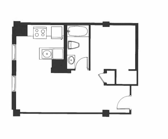 Floor Plan - 1 Bed 1 Bath - A1C
