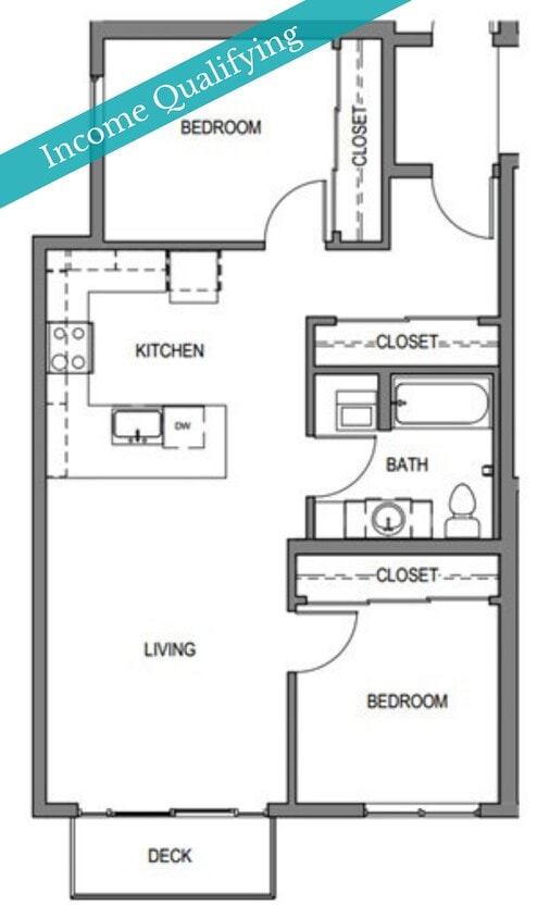 Floor Plan - 2 Bed/1 Bath-MFTE-F1