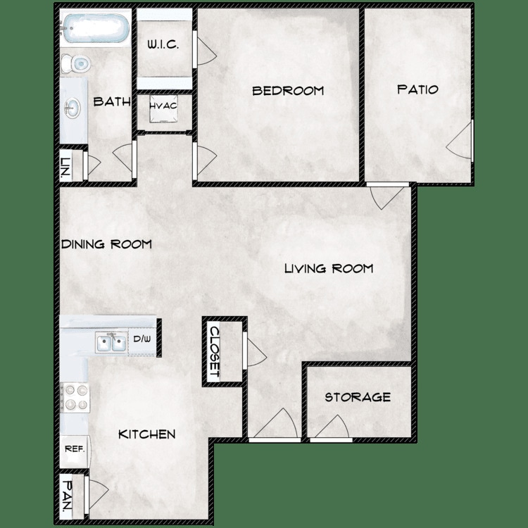 Floor Plan - 1 BR A-1	