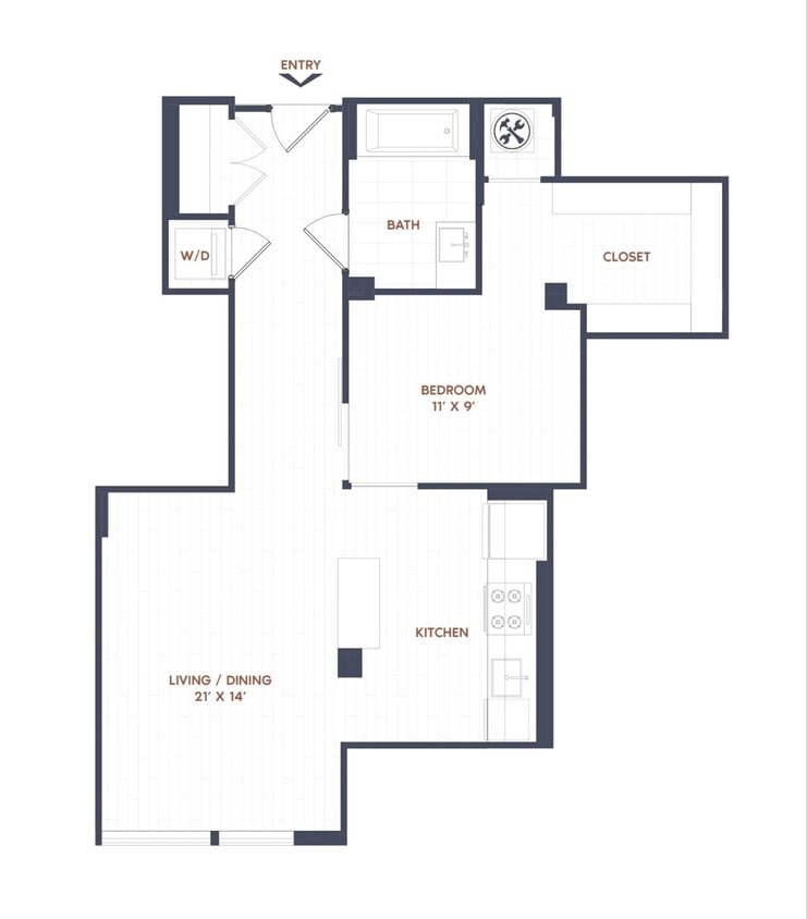 Floor Plan - 1 Bed/1 Bath-A12