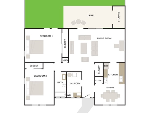 Floor Plan - Makai 2/1 1168sf