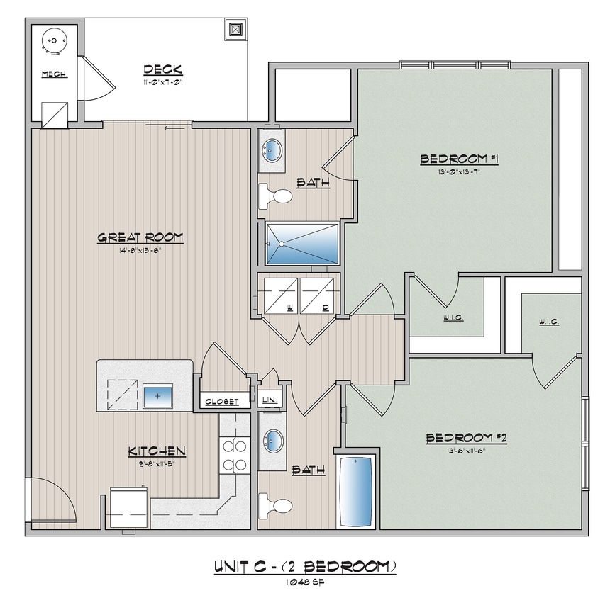 Abbey Place 2 Bedroom With 2 Bathroom - 2 Bedroom 2 Bath