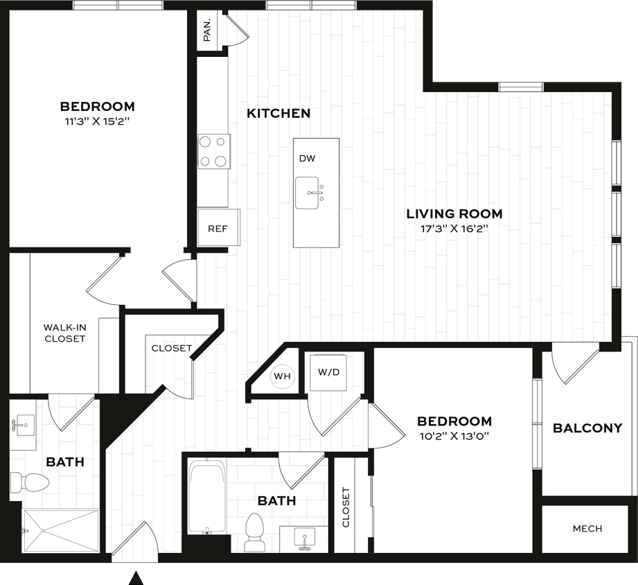 Floor Plan - 2 Bed/2 Bath-F2-X