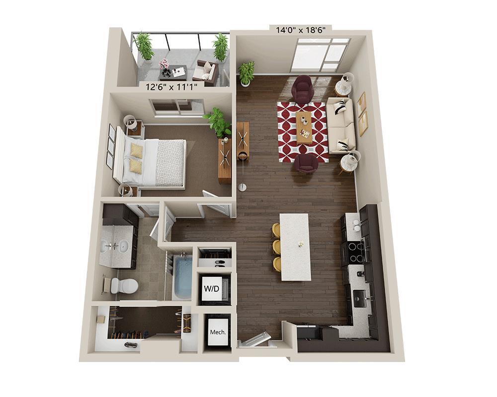 Floor Plan - One Bedroom A1M
