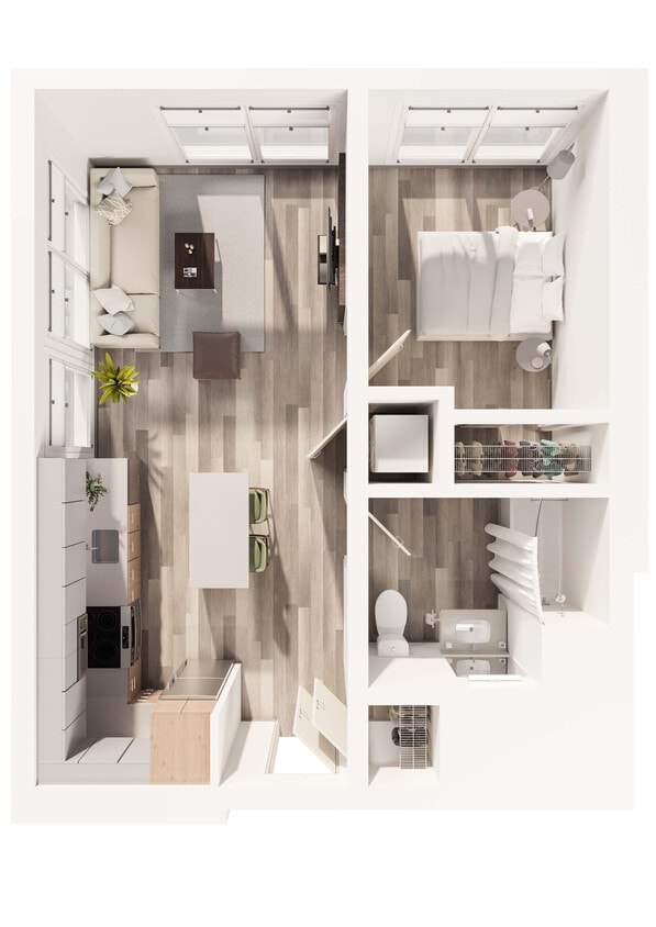 Floor Plan - 1BD, 1BTH B2