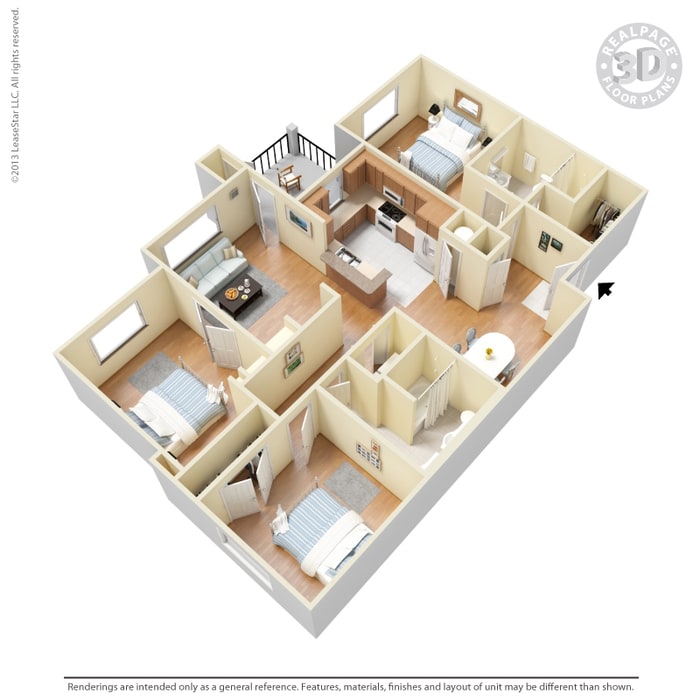 Floor Plan - 3 Bed 2 Bath 1382 SqFt (1290 Net)