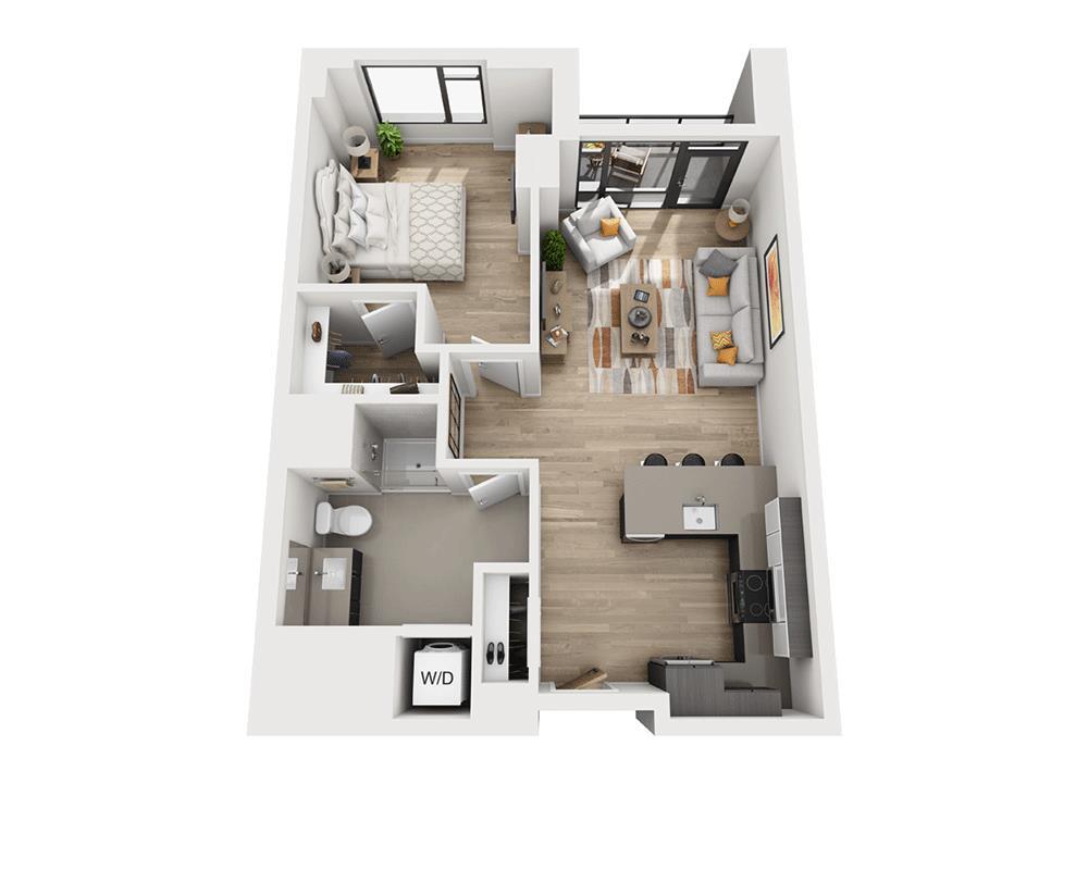 Floor Plan - One Bedroom A1AH