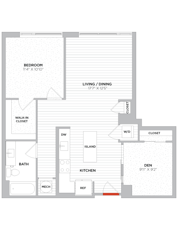 Floor Plan - 1 Bed/1 Bath Den-B02a West