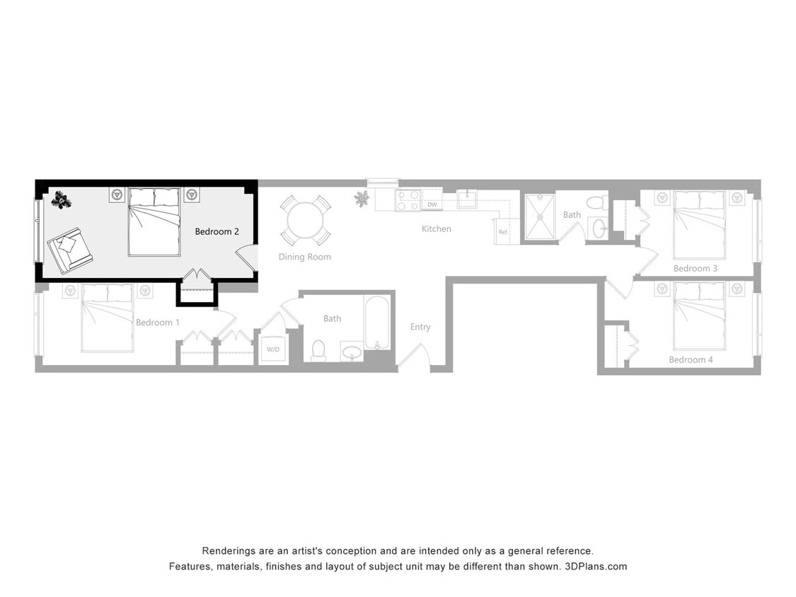 The Reserve_H2New - Furnished Room in a 4 Bedroom 2 Bathroom (H2)