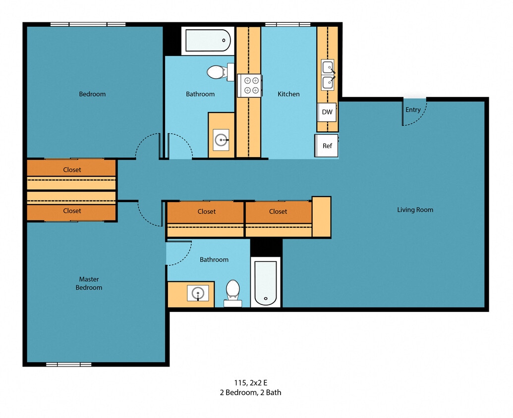 Floor Plan - Two Bedroom Two Bathroom