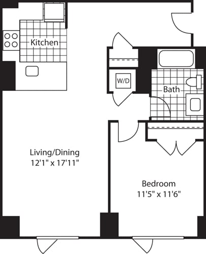Floor Plan - 1 Bed (North)- 760