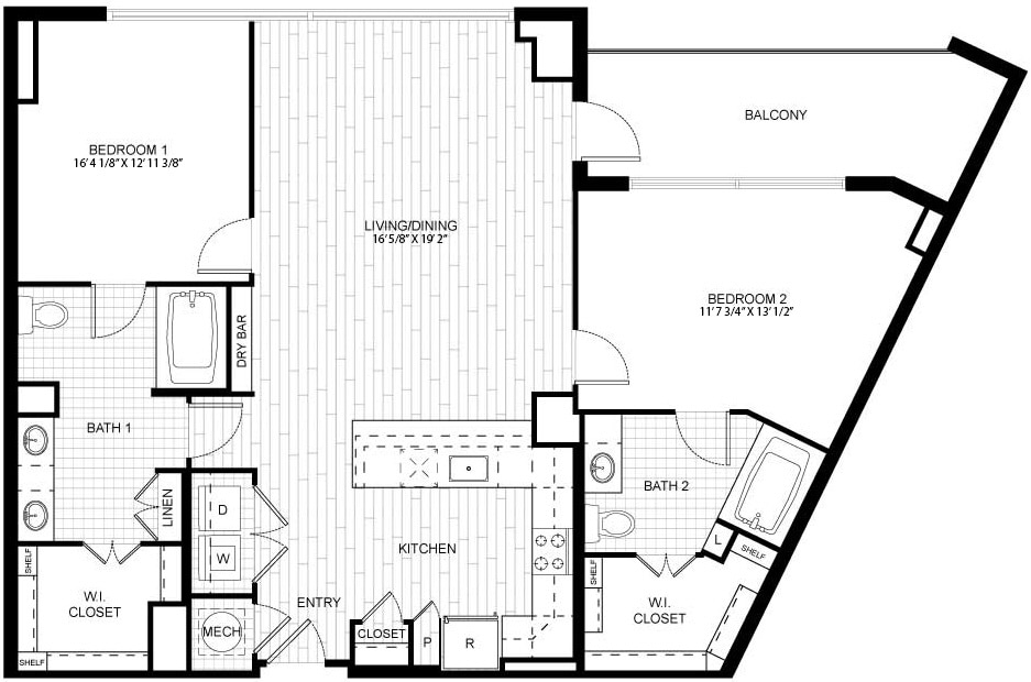 Floor Plan - 2 Bed/2 Bath-T.C04.1