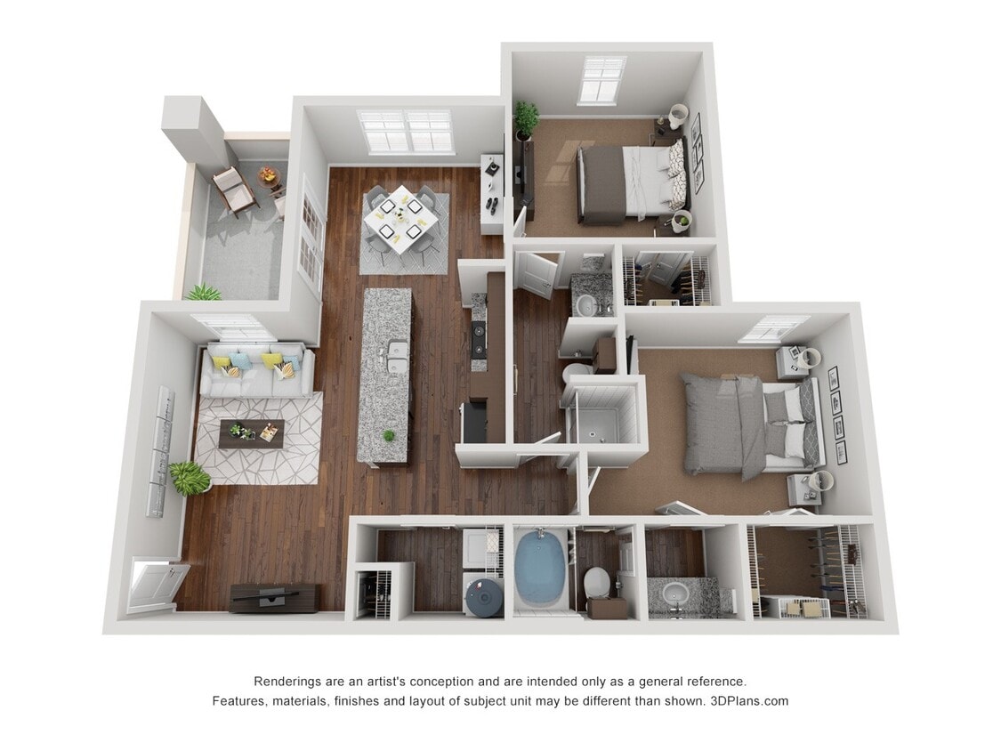 Floor Plan - 2BR 2BA (1135 SF)