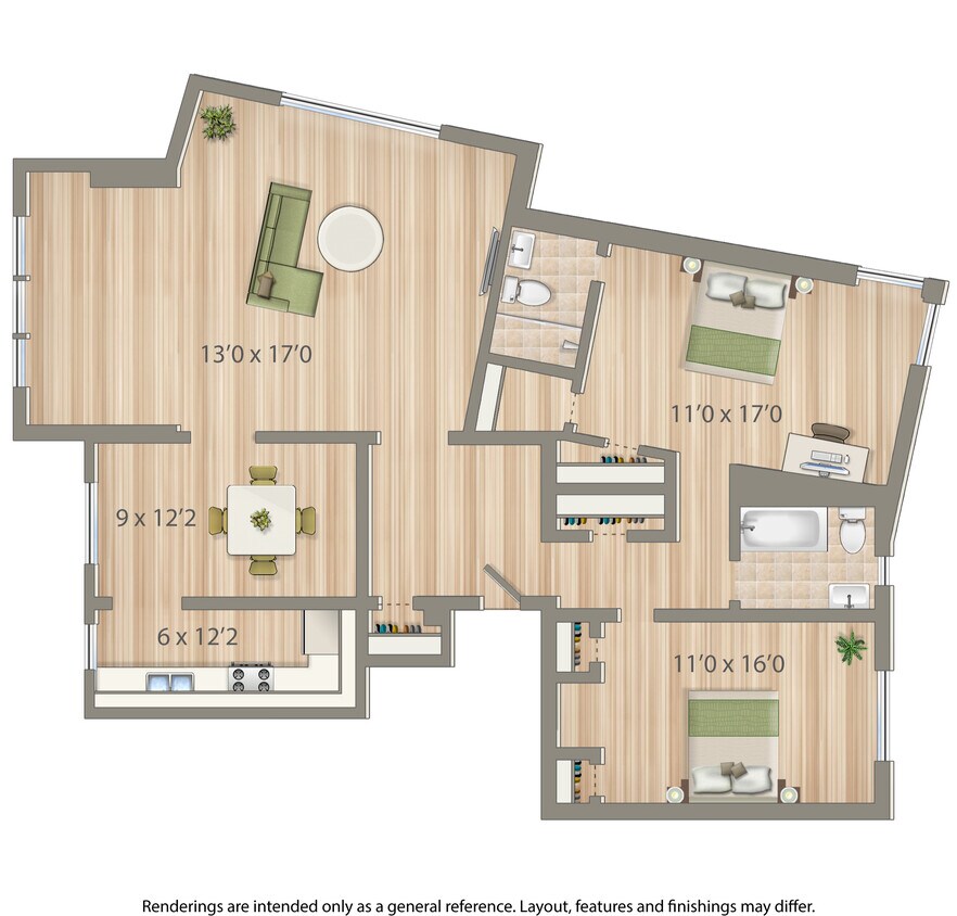 Floor Plan - 2 Bedroom 2 Bath D