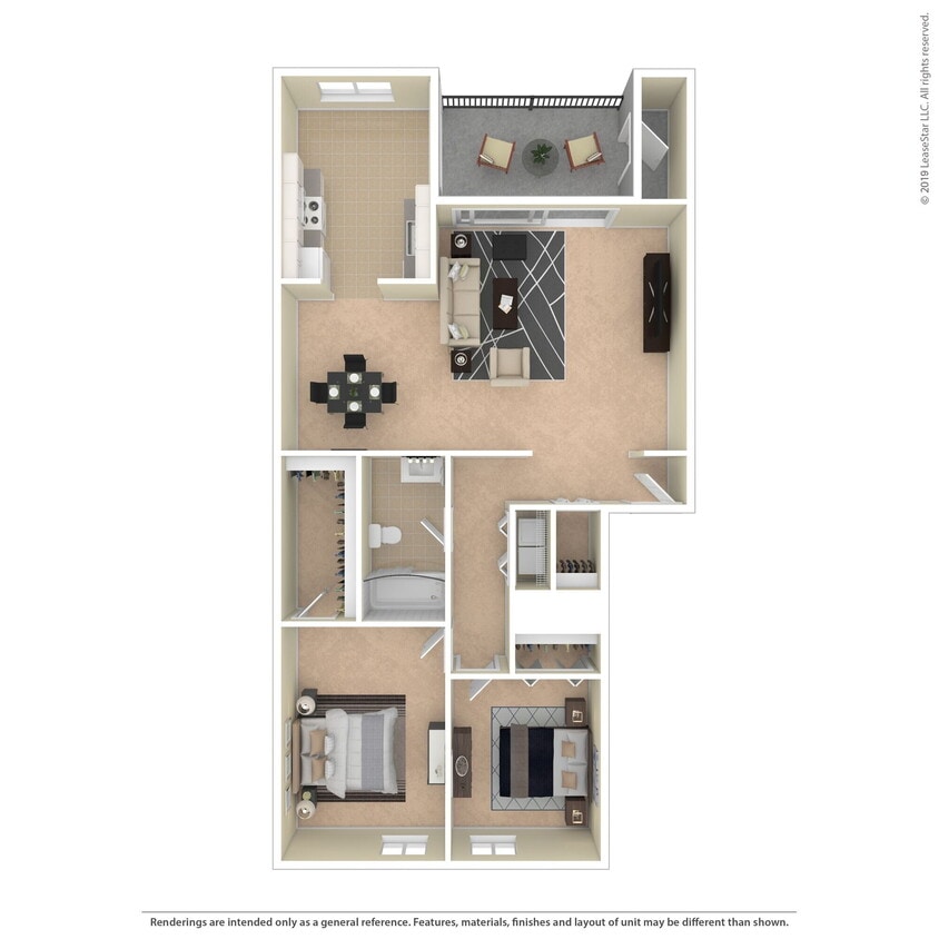 Floor Plan - 2 BEDROOM (2D)