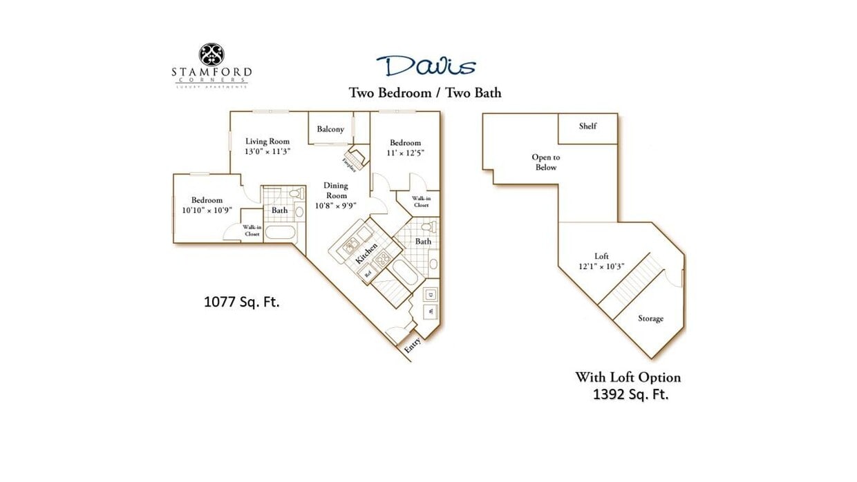 Floor Plan - 2 Bed/2 Bath-Davis