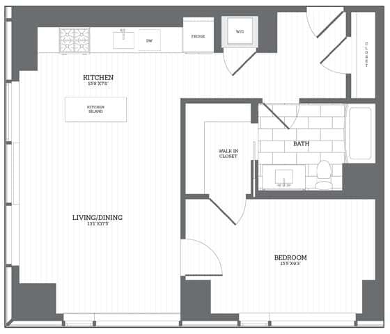 Floor Plan - 1 Bed/1 Bath A2