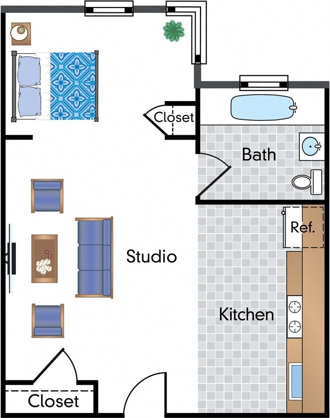 Floor Plan - Renovated Studio 05 Tier