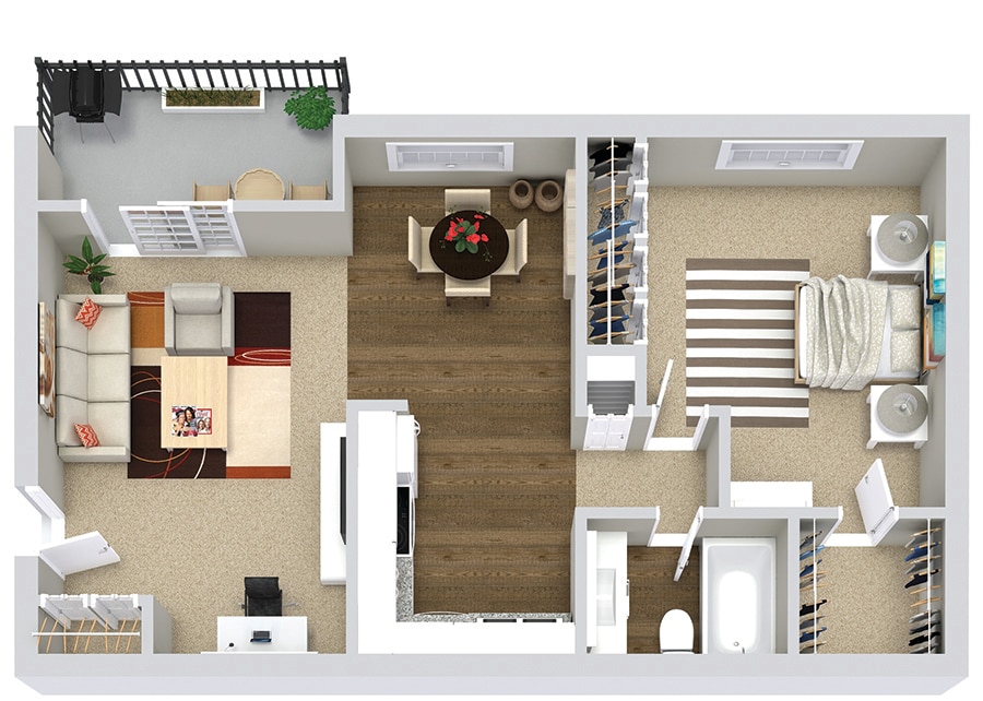 Floor Plan - The Asher (1BR / 1BA)