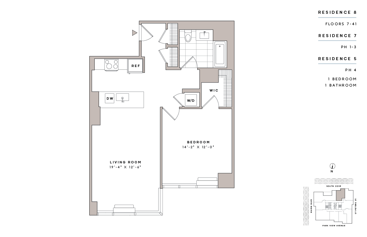 Floor Plan - 1 Bed1 Bath-A14