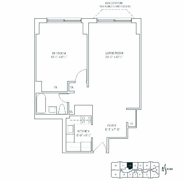 Floor Plan - WATERSIDE SQUARE SOUTH - 1 Bedroom One Bathroom