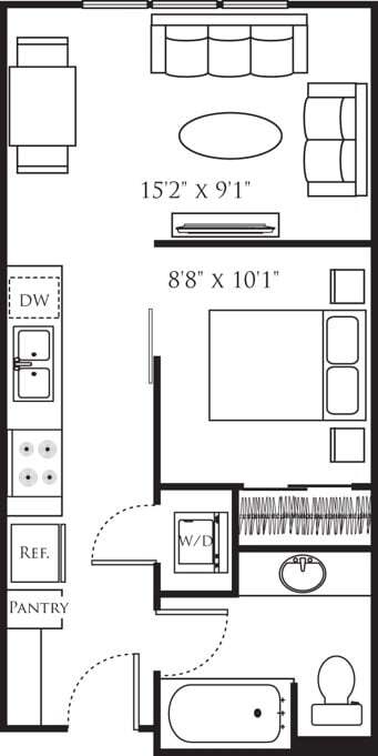Floor Plan - Open 1 Bedroom B