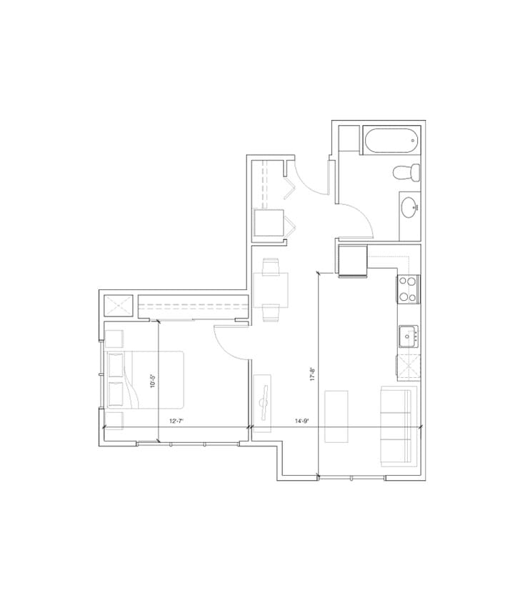 Floor Plan - Hub 9 - 1x1 A1